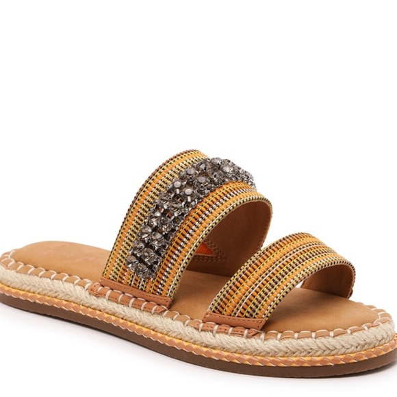 Crown Vintage Shoes - Crown vintage rhinestone slip on espadrilles, 8, yellow/ orange